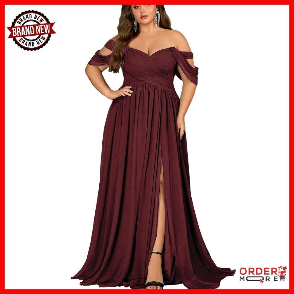 Plus Size Maxi Dress Formal Evening Gown Chiffon A-Line Wedding Guest